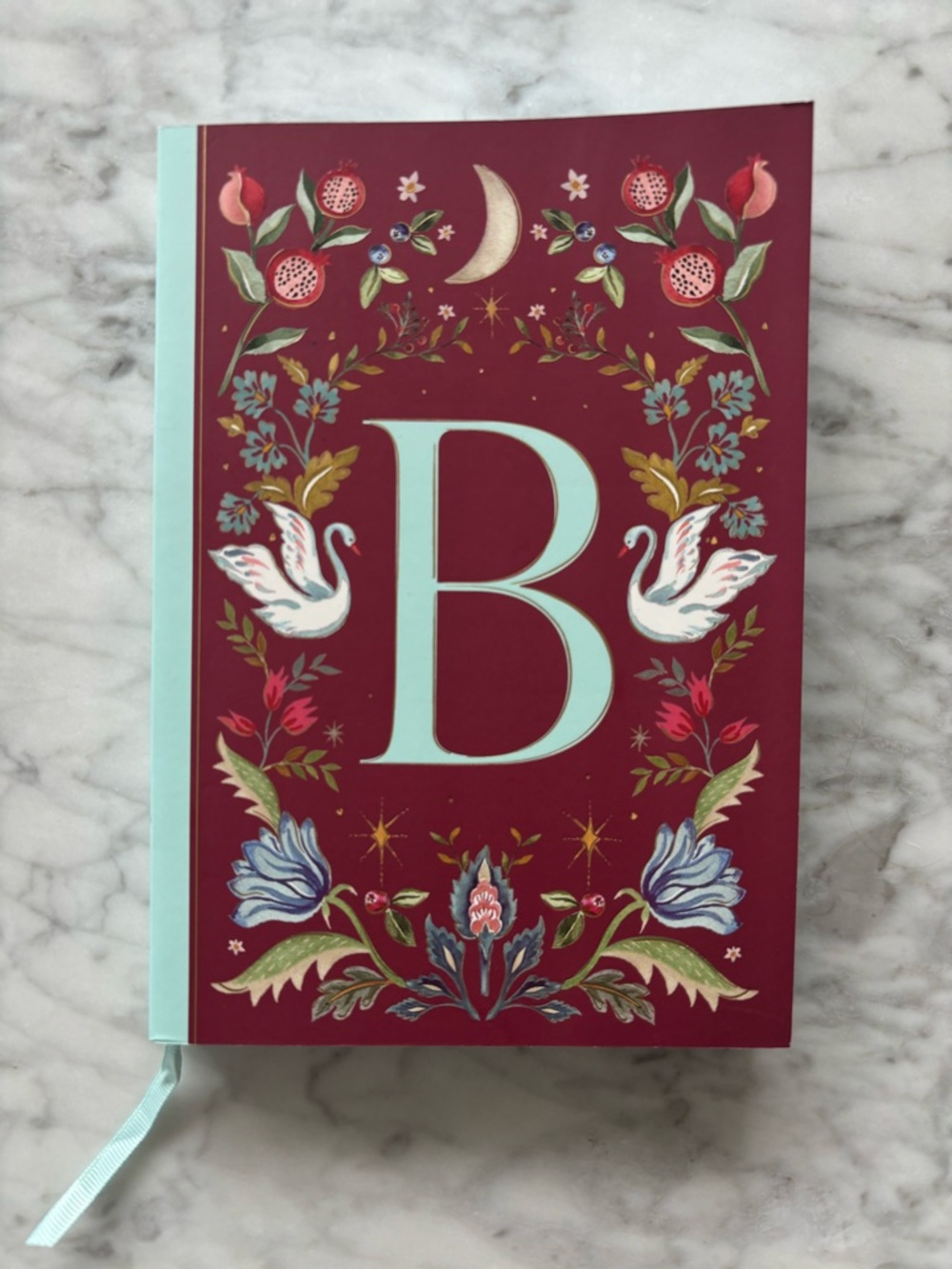 Monogram 'B' Softcover Journal in Burgundy and Light Blue by Nóta